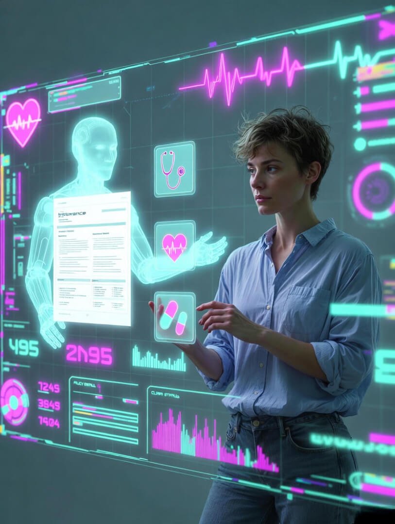 Quirky motifs: floating retro paper claims forms morphing into digital icons.